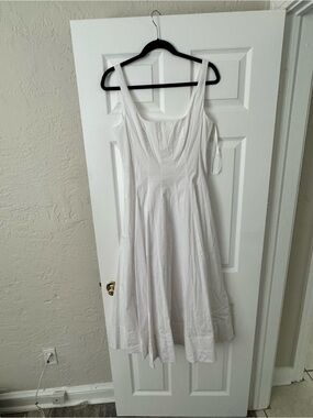 staud ivory and dark oak micro stripe cafu dress STAUD CAFU DRESS - Robe longue - ivory/dark/cru